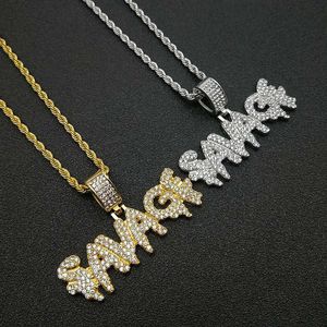 สร้อยคอจี้ตัวอักษร Savagf โลหะผสมสังกะสี ประดับไมโครอินเซอร์ต สร้อยคอแฟชั่นฮิปฮอปสำหรับผู้ชาย ของขวัญ - Product Image 1