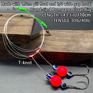 Pomfret Fishing <span class=keywords><strong>Rig</strong></span> <span class=keywords><strong>Set</strong></span> 4 pz doppio gancio con galleggiante acqua salata costiero attrezzatura attrezzatura da pesca Offshore Kit - Product Image 3