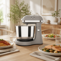 Robot pâtissier électrique multifonction 300W 3,5 litres avec bol rotatif en acier inoxydable, design à tête inclinable, garantie 1 an