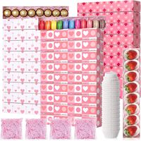 Boîtes à macarons pour boulangerie, emballage alimentaire en papier, boîte cadeau en raphia pour la Saint-Valentin, boîtes à chocolats et fraises avec fenêtre transparente