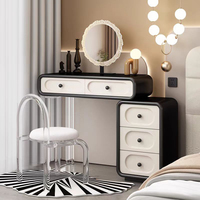Ensemble de coiffeuse avec miroir LED et tiroirs, chaise transparente de luxe pour la chambre à coucher