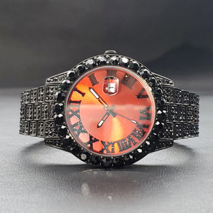 Montre Punk Rock à Cadran Rouge, Vente en Gros, Personnalisée, Gothique, Sertie <span class=keywords><strong>de</strong></span> Pierres CZ, Chiffres Romains, Montre-Bracelet à Quartz pour Papa - Product Image 5