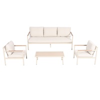 Ensemble de canapé et table basse d'extérieur en aluminium au design nordique, coussins imperméables et résistants à la rouille, adaptés aux patios et aux balcons