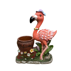 Maceta con Forma de Flamenco, Estatua Decorativa para Jardín, Letrero de Bienvenida, Adorno Único para Césped - Product Image 2