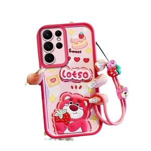 Funda para Teléfono Móvil <span class=keywords><strong>Samsung</strong></span> S24 S23 S22, Nueva Funda Protectora Tridimensional con Dibujos Animados y Correa de Mano Anticaídas 2024 - Product Image 1