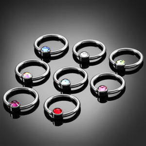 Impianto di Grado 23 di Titanio <span class=keywords><strong>Captive</strong></span> Bead Rings Colorato con il Piatto DELLA CZ DELLA Sfera Naso Setto Piercing Cartilagine Orecchini Dei Monili - Product Image 6