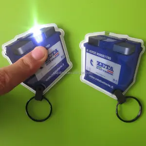 Made in China custom storage battery advertisement promotion giveaway gifts battery shape light keyring pvc led keychain