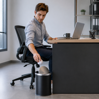 Poubelle de bureau en acier inoxydable avec couvercle basculant pour hall d'hôtel