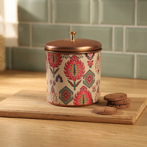 Bohemian Pattern Metal Food <b>Container</b> with Lid Round Shape for Storage Keep Fresh Up to 5kg - Product Image 4