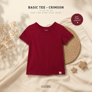 Camisa de algodón color carmesí de primera calidad con tela transpirable, suavidad agradable y calidad confiable para vacaciones escolares y momentos familiares. - Product Image 3