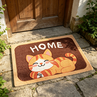 Paillasson tissé motif chat de dessin animé mignon, avec inscription HOME, antidérapant, absorbant, thème animalier, pour décoration intérieure, entrée de porte.