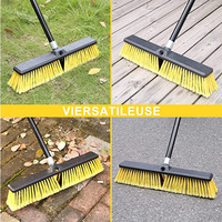 Balai à pousser robuste pour le jardin, le sol et le nettoyage, brosse en plastique pour l'extérieur, balayage rigide, balais magiques à Long manche