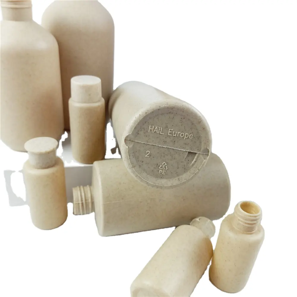20ml-500ml ECO friendly biodegradabili contenitori cosmetici imballaggio spremere shampoo plastica pompa pompa bottiglia di paglia di grano set