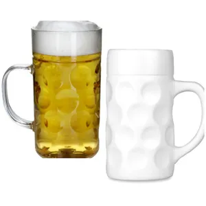 Toptan plastik akrilik bira kupaları gözlük bira bardağı açık seyahat kamp için bira kupa bardak kolu ile