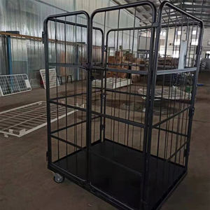 रोल स्ट्रक्चर वेयरहाउस उपयोग के साथ अनुकूलन योग्य औद्योगिक चार-पहिया परिवहन भंडारण कंटेनर कोलैप्सेबल स्टील केज ट्रॉली - Product Image 3
