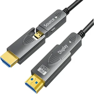 UNIEAN Venta al por mayor 10M 60M de largo AOC 2,1 Desmontable Micro UHD a UHD 60Hz <span class=keywords><strong>Cable</strong></span> de vídeo de fibra óptica 8K 4K UHD <span class=keywords><strong>Cable</strong></span> para <span class=keywords><strong>TV</strong></span> - Product Image 1