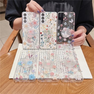 Funda Protectora para Teléfono con Soporte de Anillo y Flores Brillantes Transparentes IMD para Samsung A54 A53 A52 A51 A33 A24 A23 A22 A71 A72 A73 S21 S22 - Product Image 1