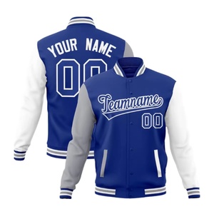 เสื้อแจ็คเก็ต Letterman Varsity สำหรับผู้ชายและผู้หญิง ผ้าคอตตอนผสม คอตั้ง ปักชื่อและหมายเลขได้ตามสั่ง สไตล์เบสบอล สตรีทแวร์ เสื้อโค้ทฤดูหนาว - Product Image 3