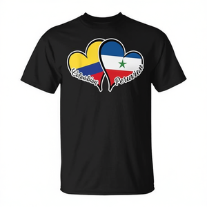 Camiseta con diseño de bandera colombiana y peruana, mitad y mitad, color negro, unisex - Product Image 2