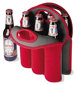 畅销产品2024 3毫米厚度氯丁橡胶酒瓶载体手提袋6包啤酒瓶支架冷却器袋