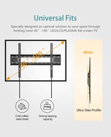 Soporte de Pared Fijo para TV Kaloc, de Acero Laminado en Frío, para Pantallas de 40-100 Pulgadas, VESA 800x600mm, Carga 100kg/200.5lbs, Base para TV de Pared
