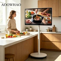 AOOWHAO 21,5 Zoll 4K Digitaler Smart-Bildschirm Rollbarer Smart-Bildschirm Android Smart Tragbarer Fernseher Digitales Display mit Feststellbaren Rädern
