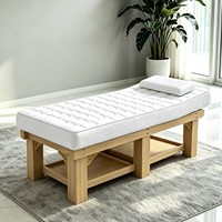 Table de massage professionnelle en bois massif pour salons, soins spa, cosmétiques, tatouages, remodelage corporel - Levage manuel, rangement, hôtels