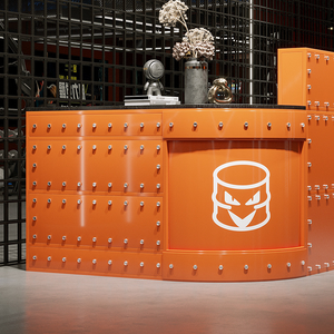 Comptoir de réception de style industriel Longstar, comptoir de réception industriel sur mesure, comptoir de caisse en fer soudé de haute qualité pour bar - Product Image 3