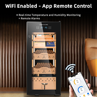 Humidor à cigares vertical électronique à température contrôlée, refroidi par compresseur, avec contrôle WiFi, en bois de cèdre, capacité 93L, pour usage domestique