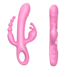 Vibromasseur en silicone liquide de qualité alimentaire 30 fréquences Stimulation du <span class=keywords><strong>point</strong></span> <span class=keywords><strong>g</strong></span> trois en un avec plug anal Faux pénis Jouet sexuel pour femme et adulte - Product Image 5