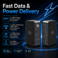 Base de Conexión USB-C 13 en 1 con 2 Puertos 4K, 1 Puerto DP 4K, 2 Puertos USB 10Gbps, 3 Puertos USB 5Gbps, LAN Gigabit, Ranuras TF/SD, Audio, 20W PD, Alimentación por CC