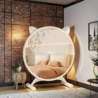 Miroir d'habillage moderne tricolore à gradation et cadre incrusté de cristal Miroirs de courtoisie en plastique Lumière d'ambiance décorative