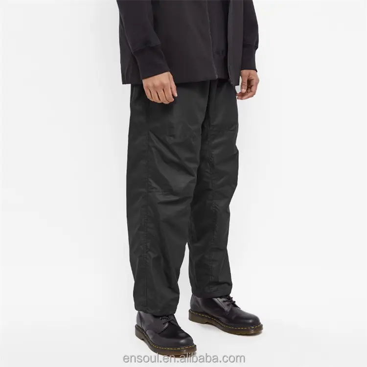 OEM black wide leg nylon sweatpants drawstring slacks casual pants for men