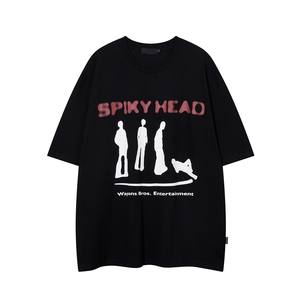 เสื้อยืดแขนสั้นผู้ชายสไตล์เรโทร แบรนด์ดัง น้ำหนัก 230 กรัม ผ้าฝ้าย 100% ระบายอากาศได้ดี ลายพิมพ์นามธรรมธีมสีเข้ม ปรับแต่งได้ สำหรับฤดูใบไม้ผลิ - Product Image 2