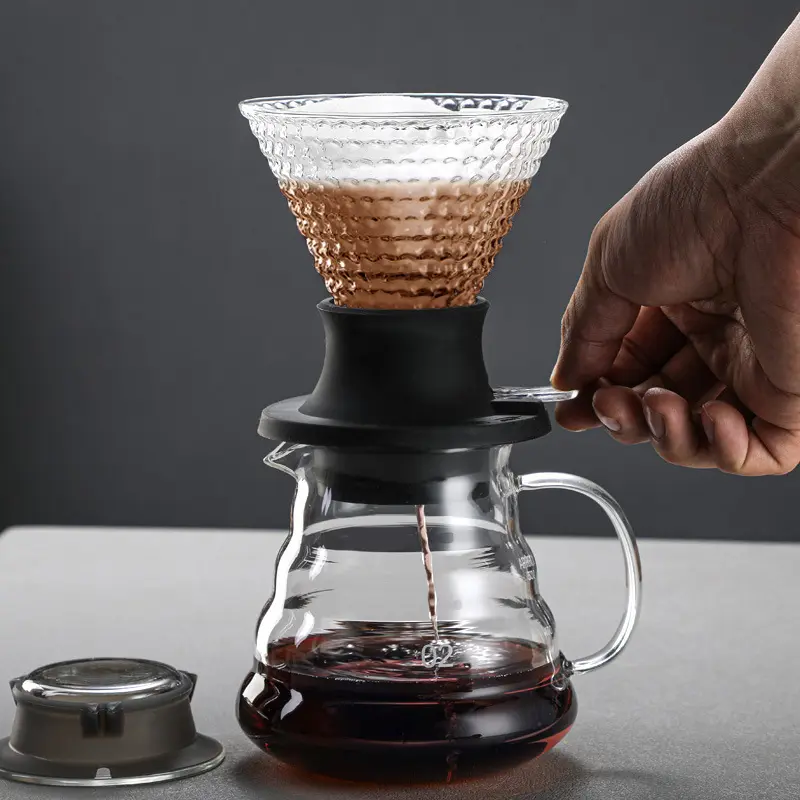 400Ml 600Ml Hoog Borosilicaat Glazen Koffiezetapparaat Giet Over Glazen Koffiepot Met Siliconen Zeef
