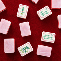 Ensemble de Mahjong Américain de Luxe Rose Opale Vintage Floral Blush Garden, 160 Tuiles de Mahjong en Acrylique Gravées à Deux Couches
