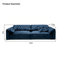 Canapé en tissu bleu marine, canapé modulaire moderne à profil bas avec coussins moelleux