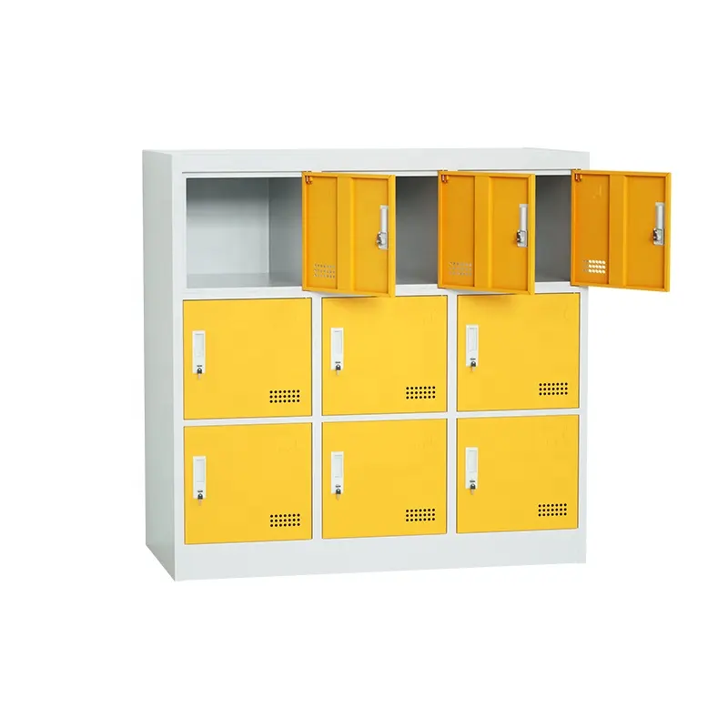 خزانة مدرسية ملونة من الفولاذ لها 9/12 باب، خزانة مدرسية لتخزين الحقائب، خزانات معدنية، خزانة أثاث لغرفة الصف