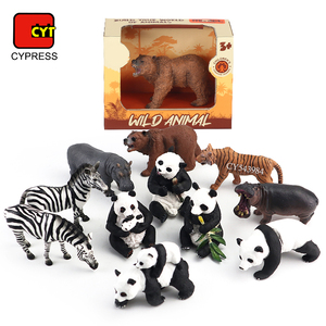 Realistic Jungle Zoo Toys Animals Figures Solid Panda Zebras Hippos Figurines Toy Learning Toys For Kids