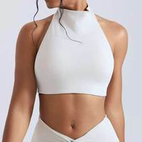 Cloud Hide Crop Top de Yoga Sans Dos pour Femmes Adultes, Coupe Ajustée, Séchage Rapide, Soutien-Gorge de Sport, Débardeur de Fitness, Pilates et Entraînement en Salle de Sport