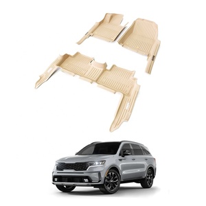 Beige Farbige Fußmatten <span class=keywords><strong>TPE</strong></span> 5D Vollabdeckung mit Seitentürschwellen-Teppich TXR Auto-Innenausstattung für Kia Sorento 2020- - Product Image 3