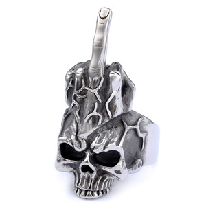 Bague rétro nordique avant-garde crâne <span class=keywords><strong>de</strong></span> pirate en métal lourd transfrontalier en acier plaqué or Niche personnalisée pour Cosplay - Product Image 6
