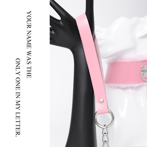 Collar Gargantilla Gótico Rosa de Cuero PU con Forro de Piel, 100% Impermeable, Juguete Sexual SM con Cadena Larga y Duradera Desmontable - Product Image 6