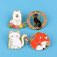 Nouvelle broche en alliage de zinc avec motif d'animal (chaton, chiot, renard), peinture au four, pendentif créatif, broche DIY, vente en gros
