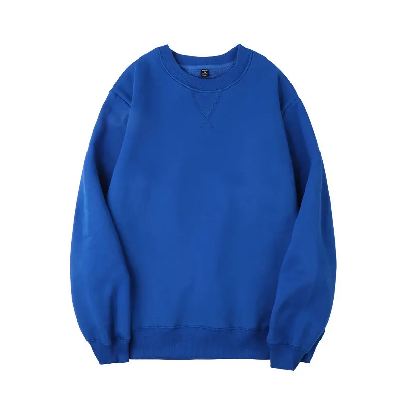 FEIBAI blue 500g heavy pound plus velvet round neck hoodie white men's and women's long sleeves can be printed