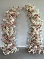 Ensemble de colonnes de fleurs artificielles rose et bleu de luxe, arrangement floral artificiel de haute qualité avec verdure suspendue pour arche de mariage