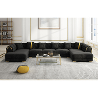 Sofá Modular en Forma de U de Terciopelo de Alta Gama, Estilo Italiano de Lujo, Sofá Moderno para Sala de Estar