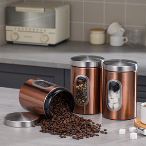 Premium Metall Edelstahl Luftdicht Abgerundete Oberseite Tee Zucker Kaffee kanister, Geruchs sicherer Behälter mit Auf schraub deckel - Product Image 2