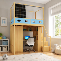 Großhandel Maßgefertigtes Metall-Hochbett für Kinder mit Treppe, Integriertem Schreibtisch & Kleiderschrank, Vollständige Kombination Hochbett mit Stauraum