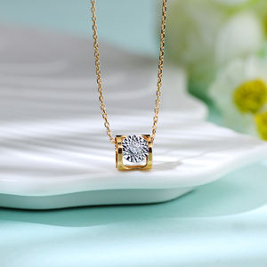 Colgantes de Oro Sólido de 18K Hechos a Mano con Diamantes Naturales en Forma de Corazón, Diseño Creativo Cristiano para Mujer, Regalo Clásico para Novia - Product Image 5